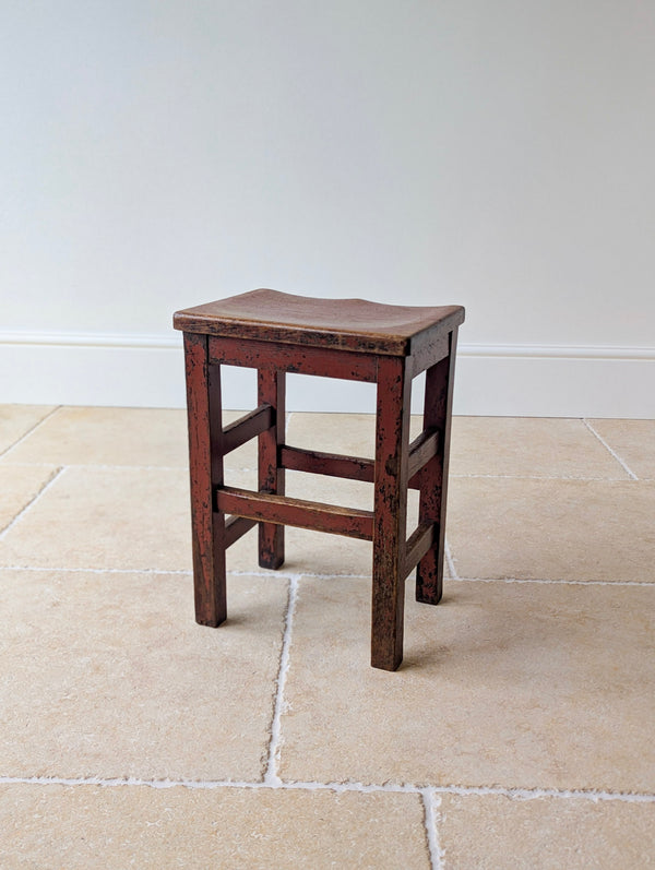 Antique Edwardian Painted Pine Country Stool c.1910