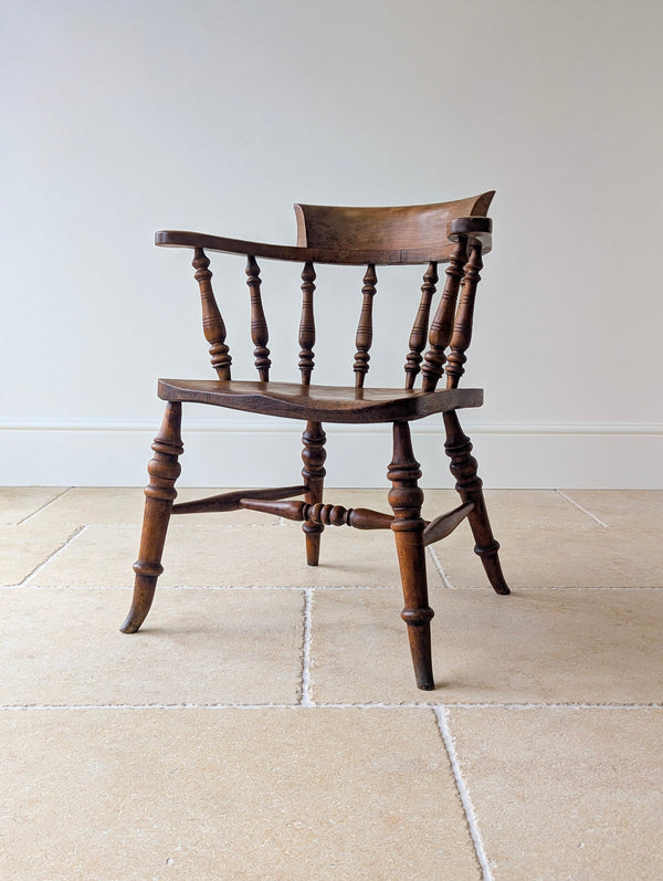 Antique Late Victorian Elm & Beech Captain's Desk Chair c.1880