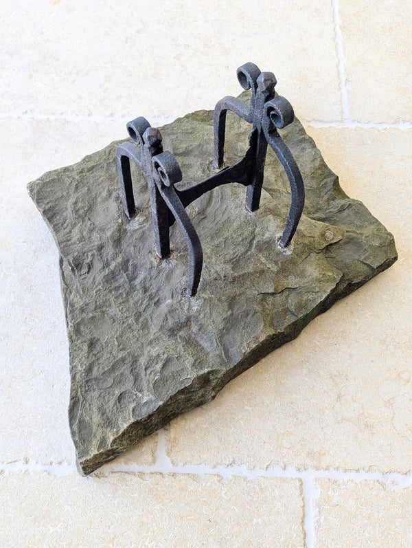 Antique Georgian Wrought Iron & Yorkstone Country House Boot Scraper c.1800