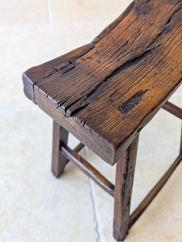 Antique Georgian Oak Vernacular Stool c.1750