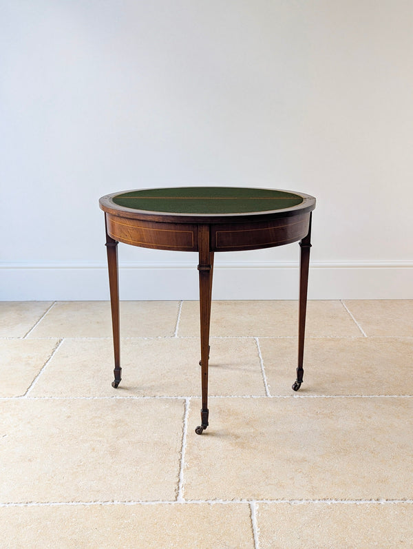 Antique Edwardian Mahogany Demilune Fold-Over Card Table c.1905