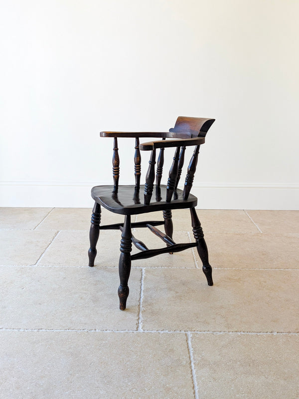 Antique Victorian Elm & Ash Captain’s Chair c.1890