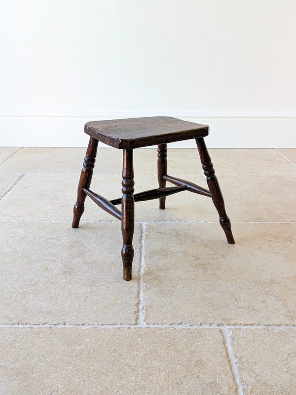 Antique Victorian Elm & Beech Country Stool c.1850
