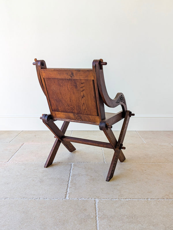 Antique Edwardian Oak Glastonbury Chair c.1910