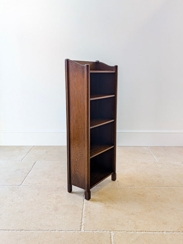 Antique Edwardian Arts & Crafts Oak Narrow Bookcase c.1910