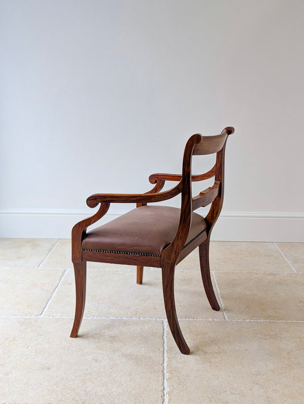 Antique Edwardian Rosewood & Brass Inlaid Desk Chair c.1910