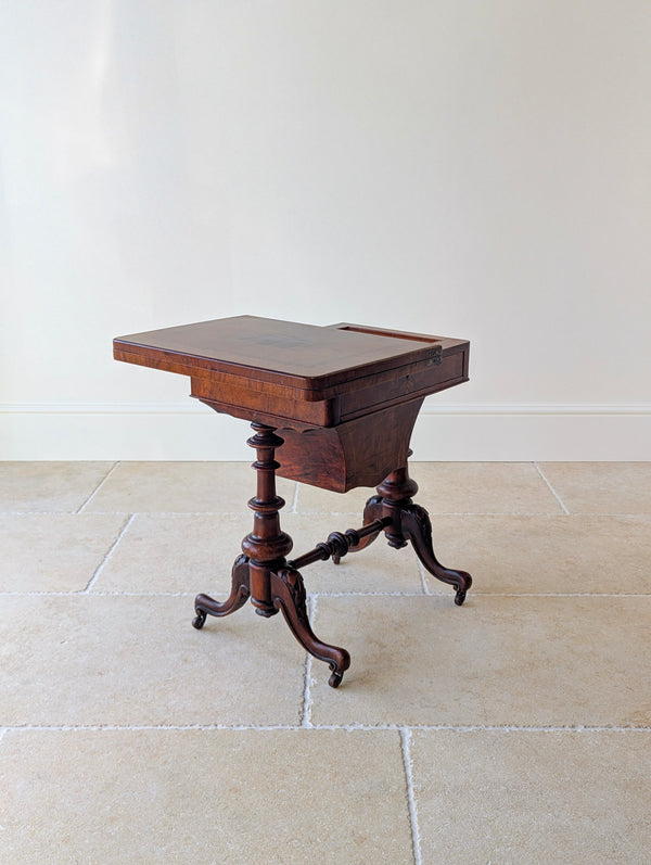 Antique Victorian Burr Walnut Work & Games Table c.1870