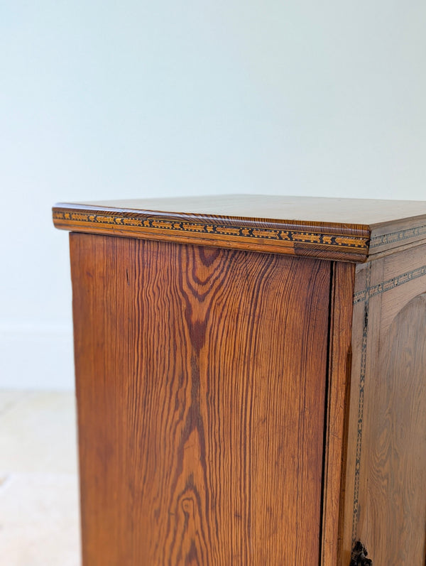 Antique Victorian Aesthetic Movement Pitch Pine Bedside Cabinet c.1890