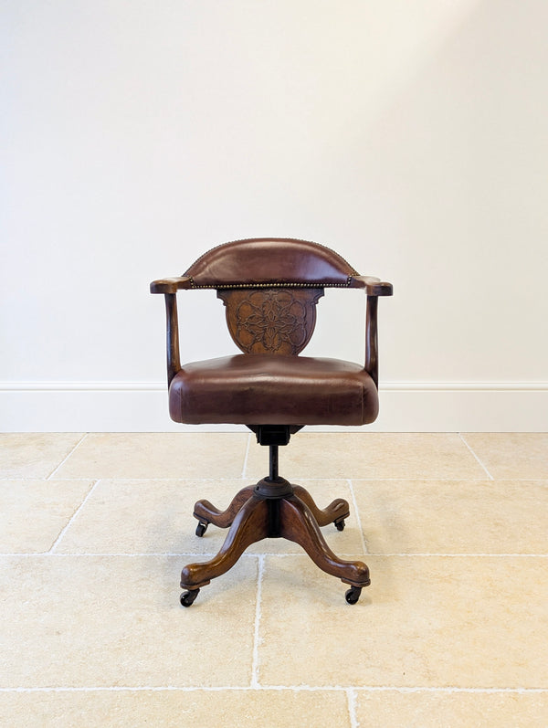 Antique Edwardian Mahogany Swivel Desk Chair c.1910