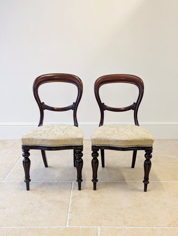 Set of Six Antique Victorian Mahogany Balloon Back Dining Chairs c.1860
