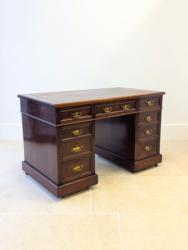 Antique Victorian Mahogany Pedestal Desk c.1890