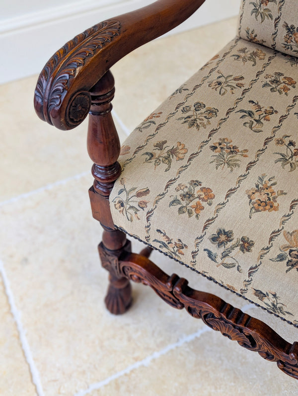 Pair of Antique Late Victorian Walnut Armchairs c.1890