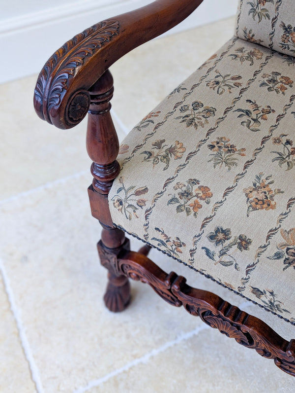 Pair of Antique Late Victorian Walnut Armchairs c.1890