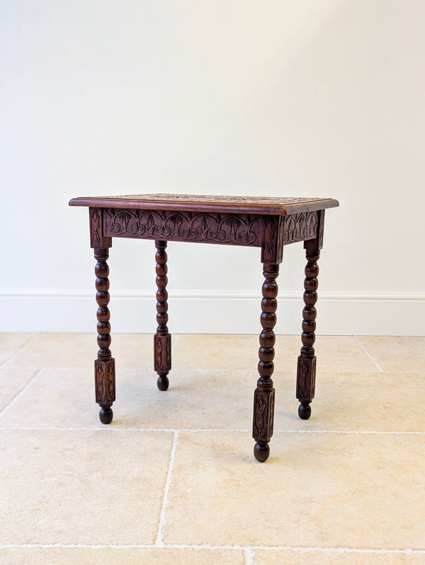 Antique Fruitwood Carved Side Table c.1900