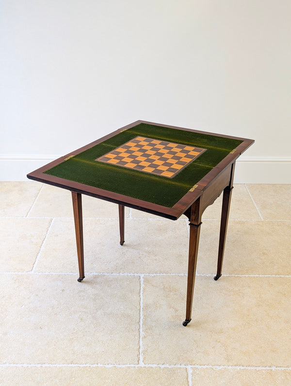Antique Edwardian Mahogany Chess, Card & Games Table c.1910