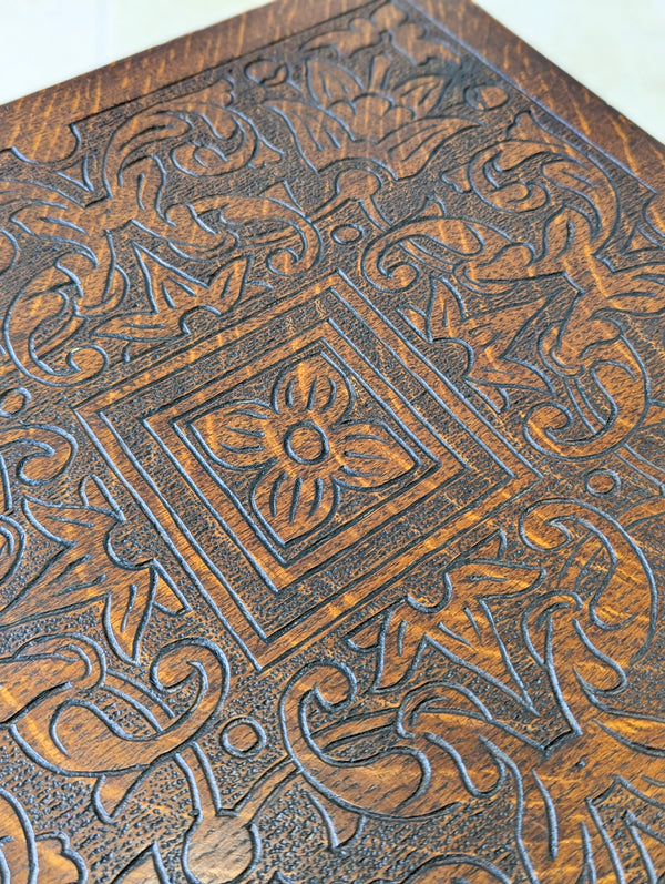 Antique Arts & Crafts Carved Oak Occasional Table c.1900