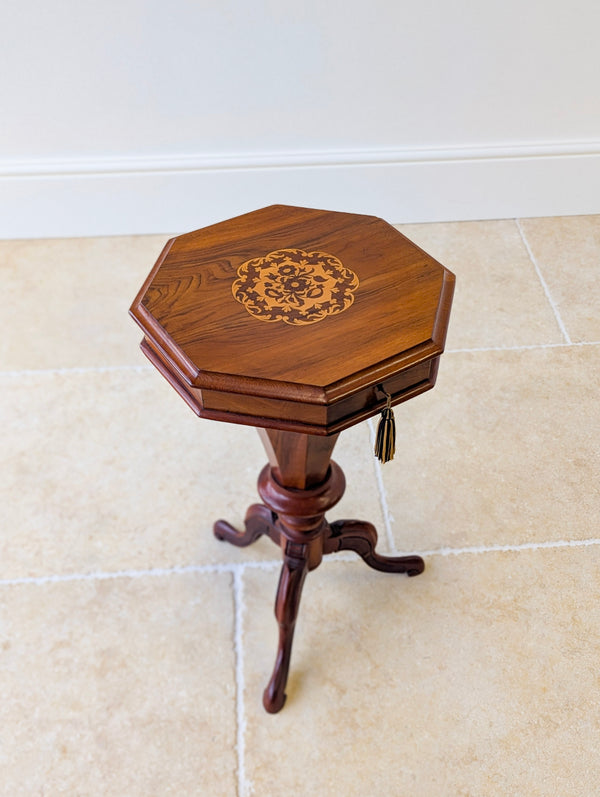 Antique Victorian Walnut Octagonal Sewing Table c.1860