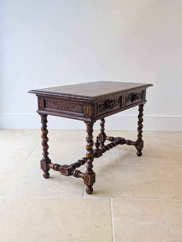 Antique Victorian Carved Oak Library Table c.1890