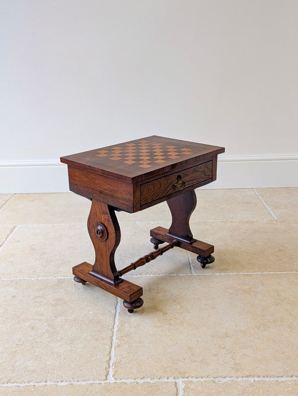 Antique Victorian Rosewood Games Table with Chess Table Top c.1890