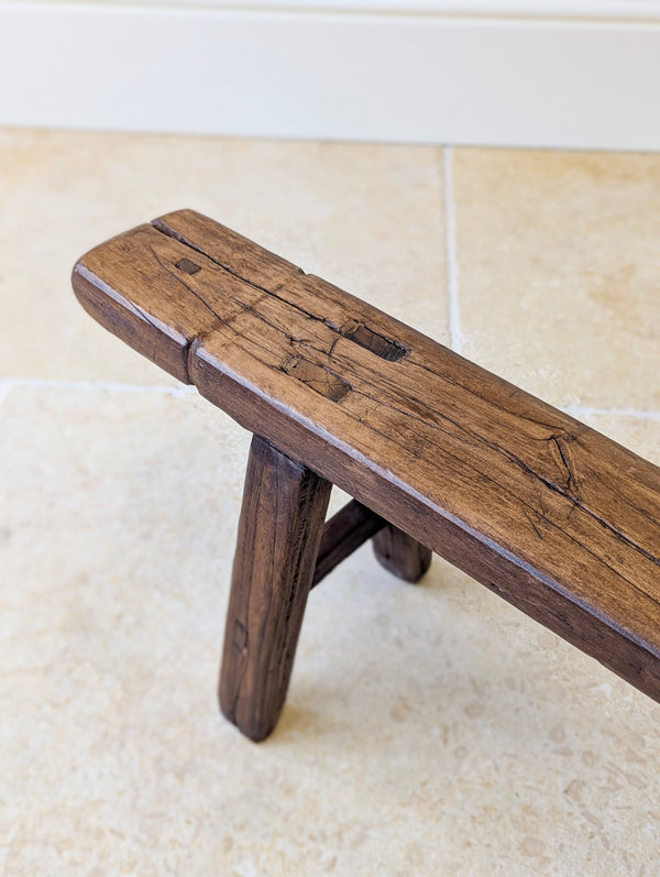 Antique Mid 19th Century Elm Vernacular Bench