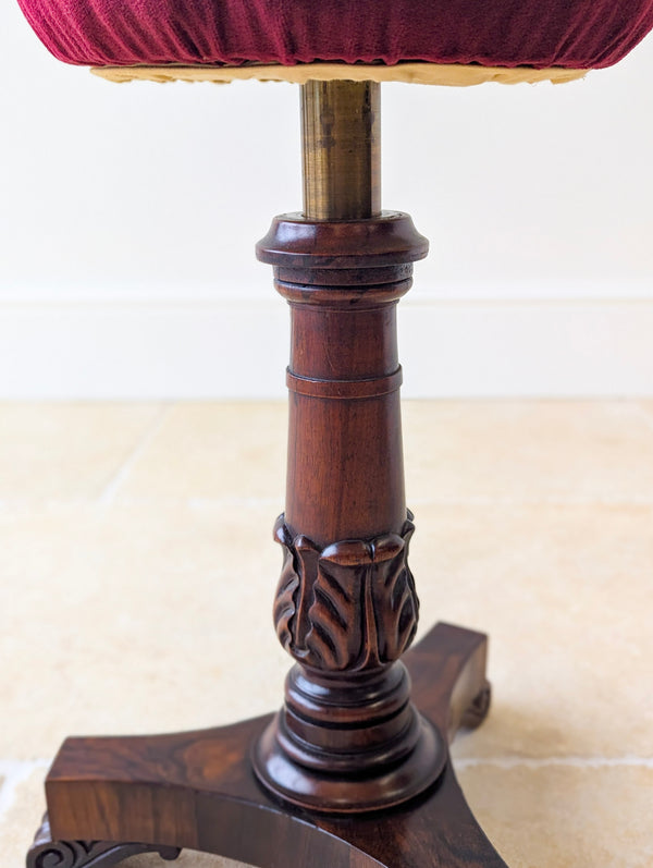 Antique William IV Rosewood Adjustable Piano Stool c.1830