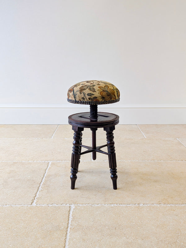 Antique Victorian Mahogany Adjustable Piano Stool c.1870