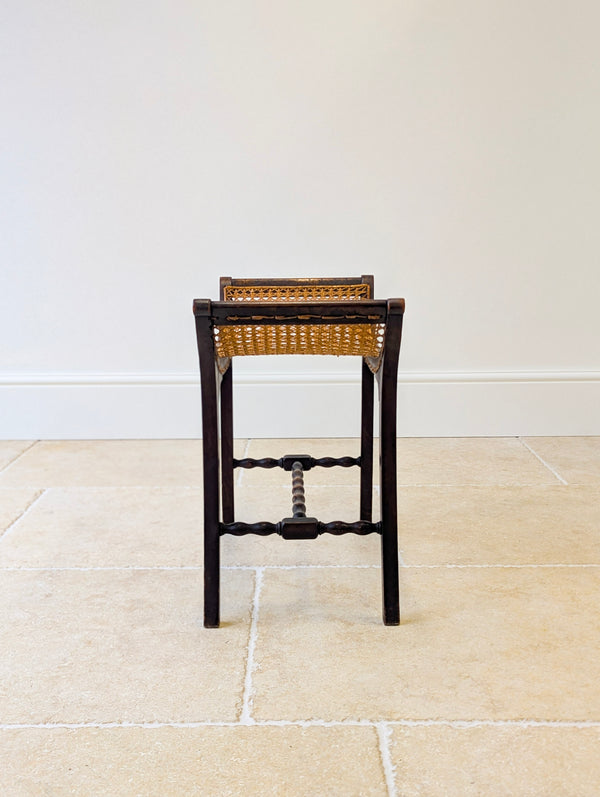 Antique Edwardian Oak Caned Dressing Table Stool c.1910