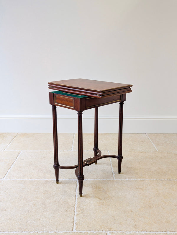 Antique Victorian Mahogany Triple-Top Folding Card Table c.1880