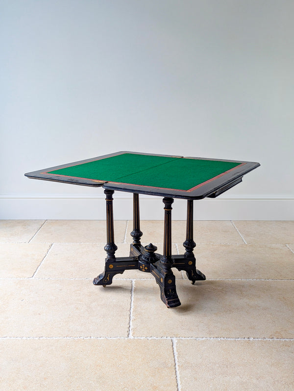 Antique Victorian Aesthetic Movement Mahogany Card Table c.1880