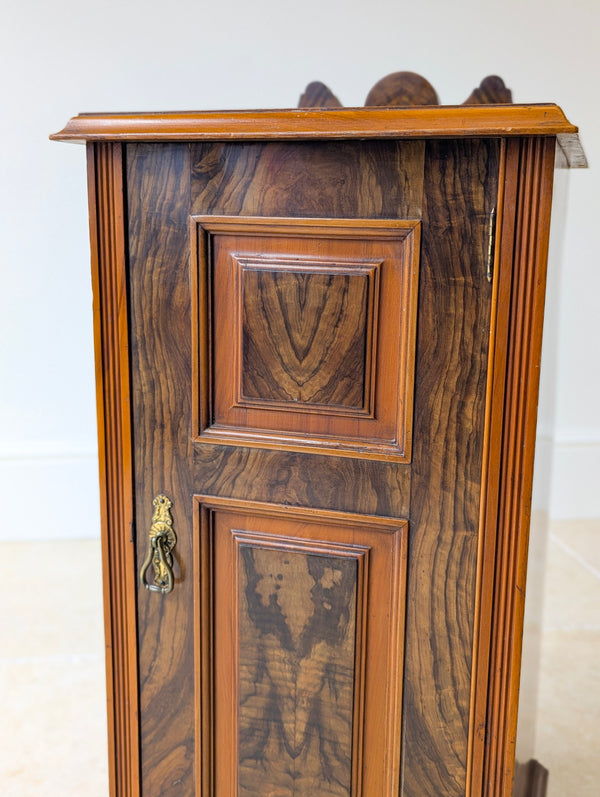 Antique Victorian Mahogany & Exotic Hardwood Bedside Cupboard c.1890