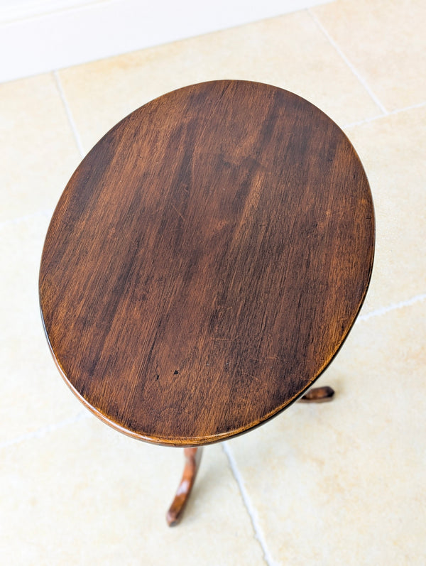 Antique Georgian Mahogany Oval Tilt-Top Tripod Wine Table c.1820