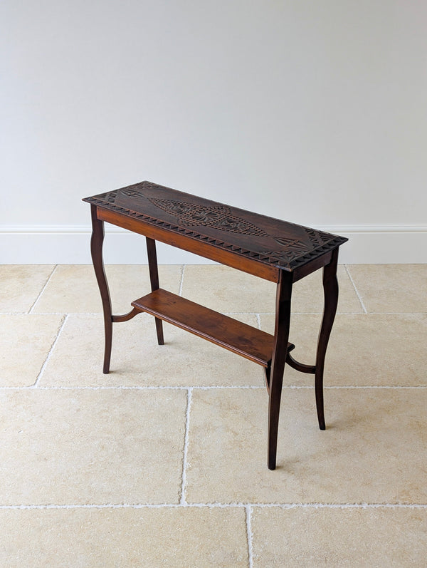 Antique Carved Oak Side Table c.1900