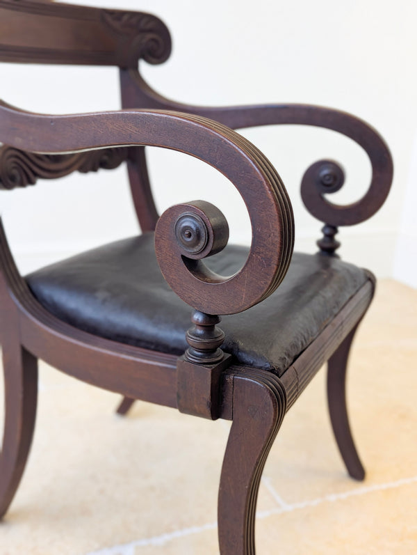 Antique Regency Mahogany Country House Library Armchair c.1820