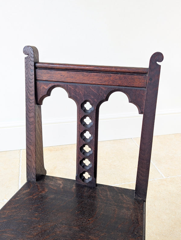 Antique Edwardian Gothic Revival Oak Church Chairs c.1911