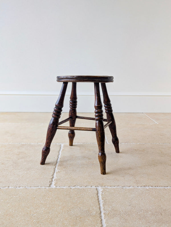 Antique Early Victorian Elm & Beech Country Stool c.1850