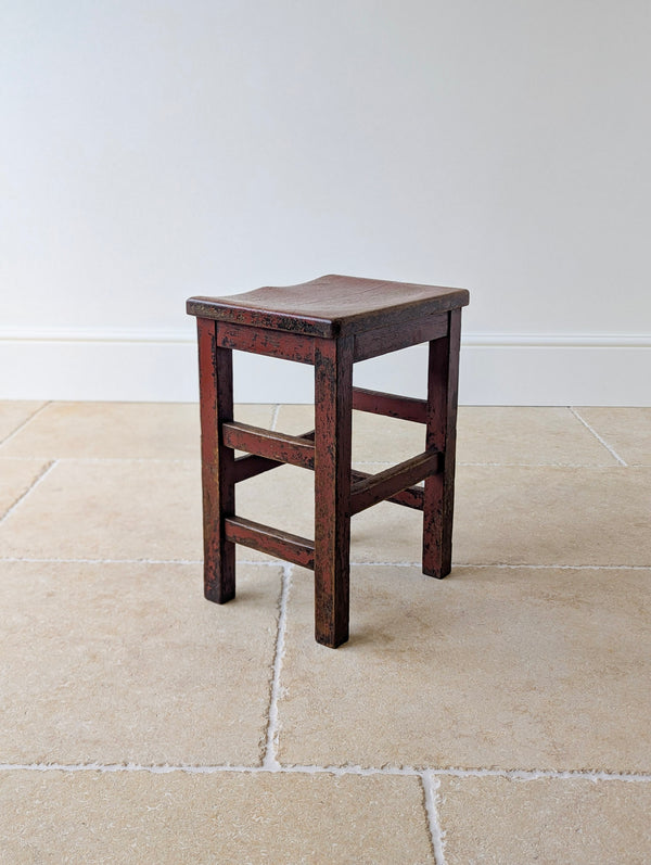 Antique Edwardian Painted Pine Country Stool c.1910
