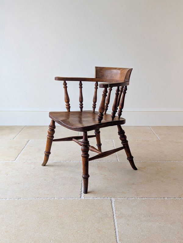 Antique Late Victorian Elm & Beech Captain's Desk Chair c.1880