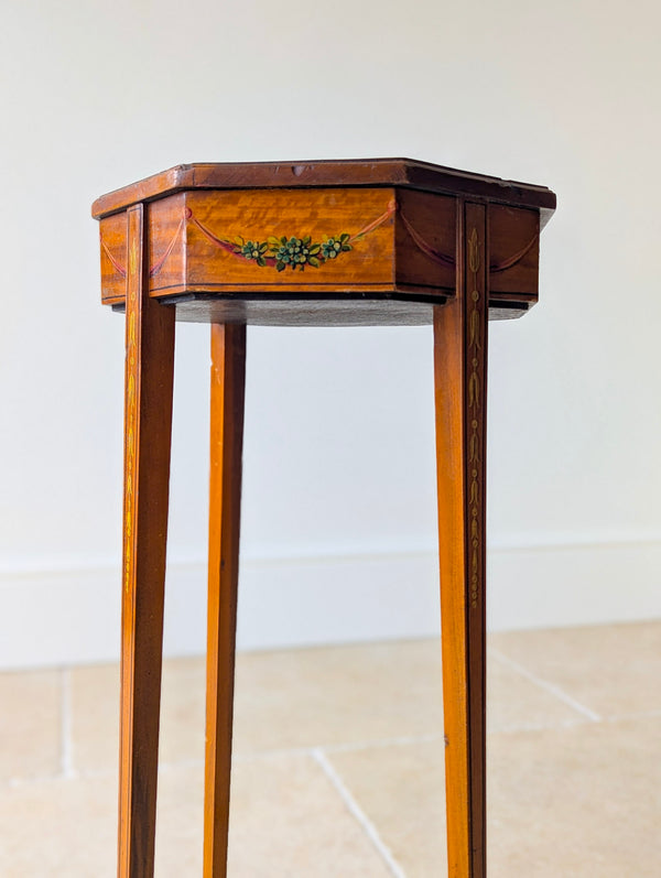 Antique Edwardian Satinwood Sheraton Revival Candle Stand c.1905
