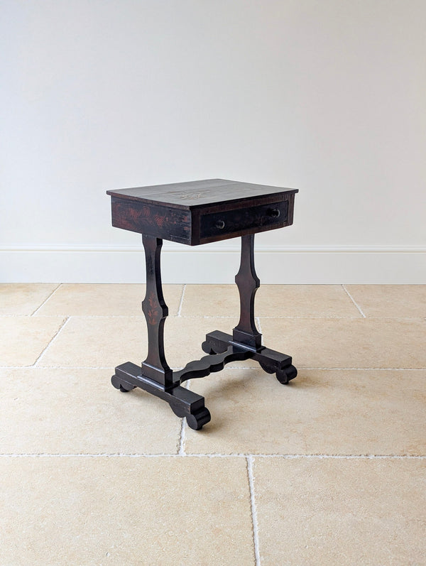 Antique Regency Ebonised Chinoiserie Work Table c.1830