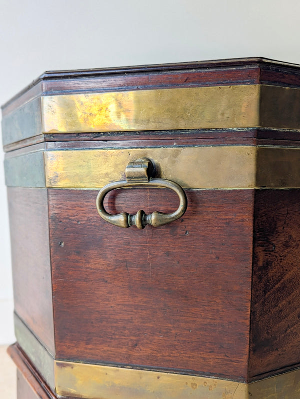 Antique George III Brass-Bound Mahogany Octagonal Cellaret c.1790