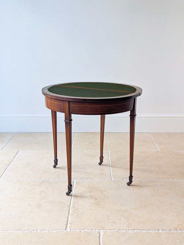 Antique Edwardian Mahogany Demilune Fold-Over Card Table c.1905