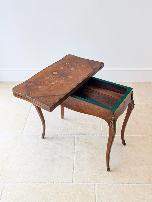 Antique Victorian Louis XV Style Kingwood Card Table c.1890