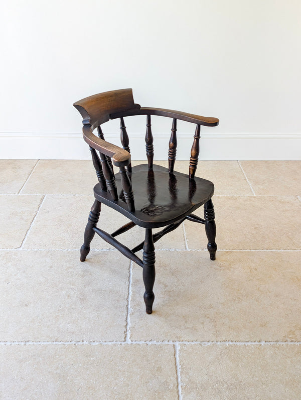 Antique Victorian Elm & Ash Captain’s Chair c.1890