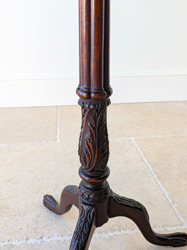 Antique Chippendale Revival Mahogany Tripod Wine Table With Detachable Top c.1890