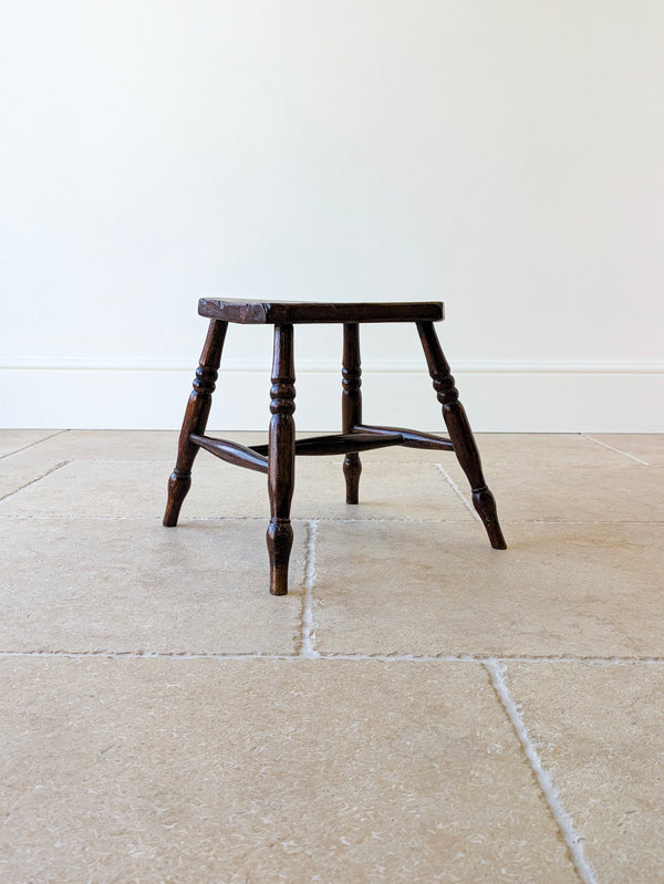 Antique Victorian Elm & Beech Country Stool c.1850