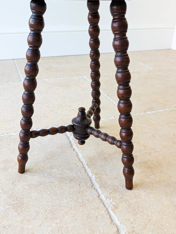 Antique Victorian Carved Oak Tripod Stool c.1890