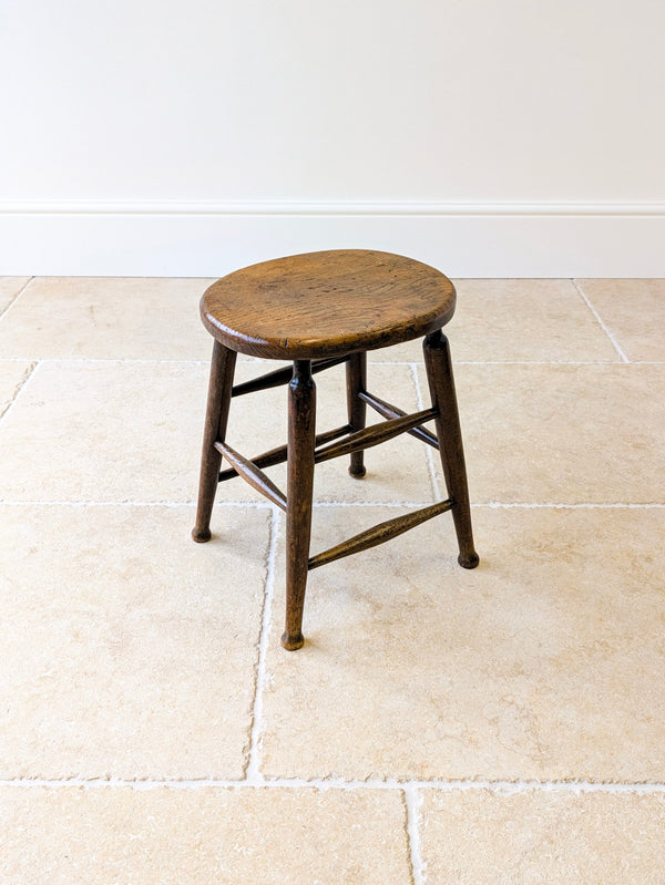 Antique Victorian Elm & Beech Country Stool c.1890