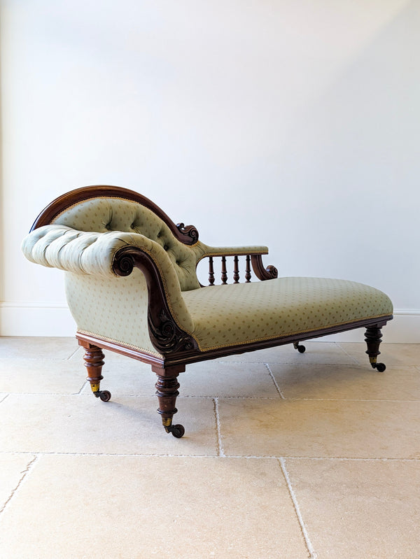 Antique Victorian Mahogany Chaise Longue c.1860