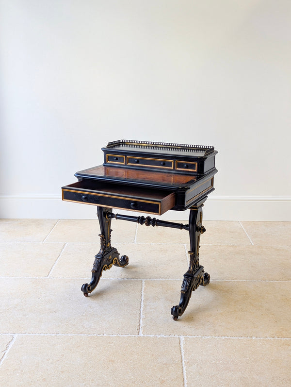Antique Victorian Ebonised Bonheur du Jour Writing Table c.1870