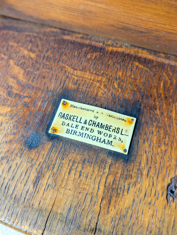 Antique Edwardian Oak Circular Pub Table by Gaskell & Chambers c.1910